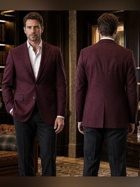 Loro Piana Nordstrom 100% Camelhair Burgundy Timeless Blazer Sport Coat 41R